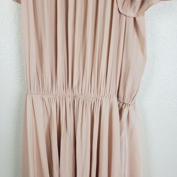 Women's Designer Light Pale Pink Cold Off the Shoulders Drop Waist Dress Size SM - Picture 9 of 12